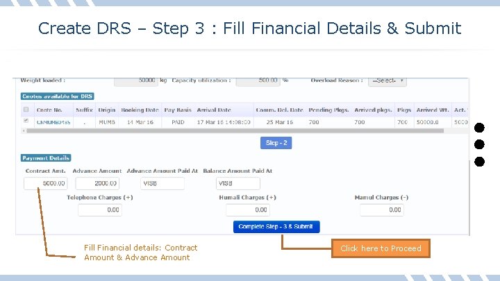 Create DRS – Step 3 : Fill Financial Details & Submit Fill Financial details: