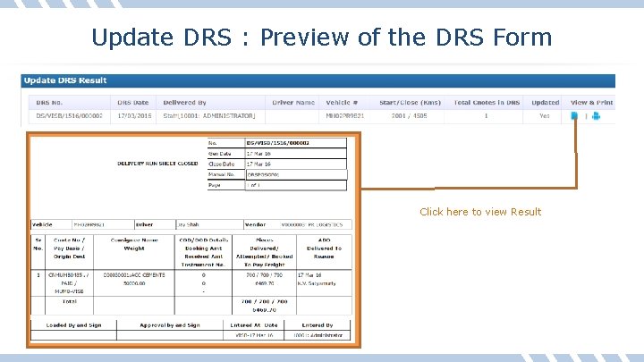 Update DRS : Preview of the DRS Form Click here to view Result 