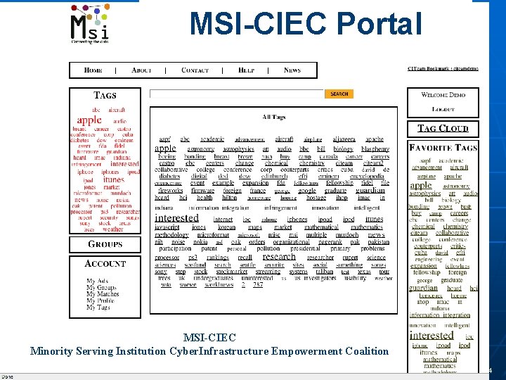 MSI-CIEC Portal MSI-CIEC Minority Serving Institution Cyber. Infrastructure Empowerment Coalition 24 