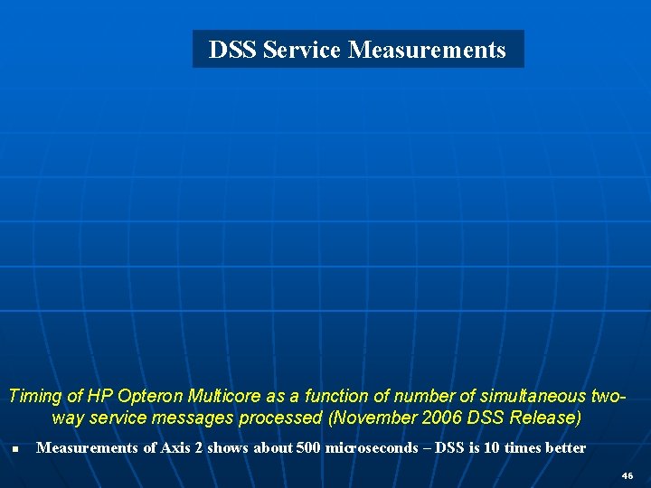 DSS Service Measurements Timing of HP Opteron Multicore as a function of number of