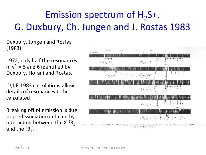 Emission spectrum of H 2 S+, G. Duxbury, Ch. Jungen and J. Rostas 1983