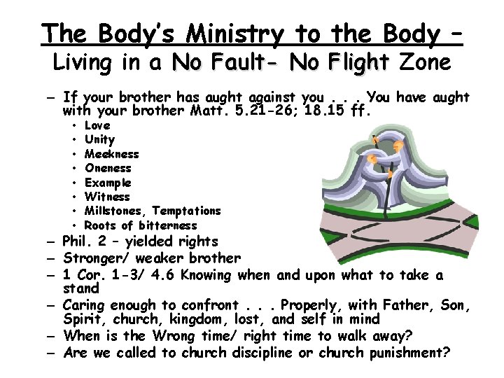 The Body’s Ministry to the Body – Living in a No Fault- No Flight