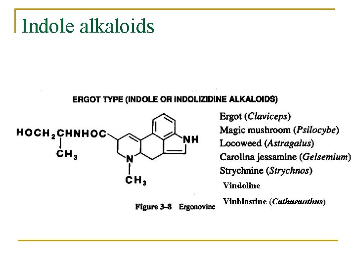 Indole alkaloids Vindoline Vinblastine (Catharanthus) 