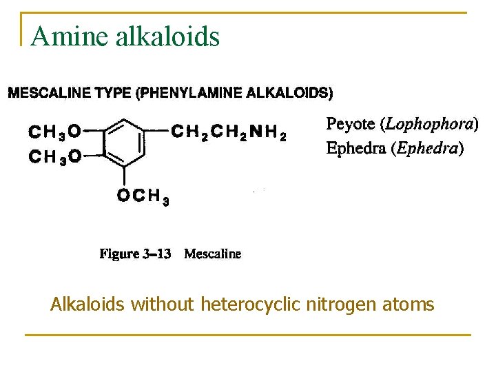 Amine alkaloids Alkaloids without heterocyclic nitrogen atoms 
