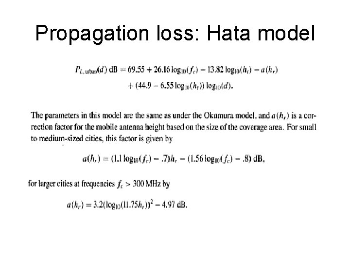 Propagation loss: Hata model 
