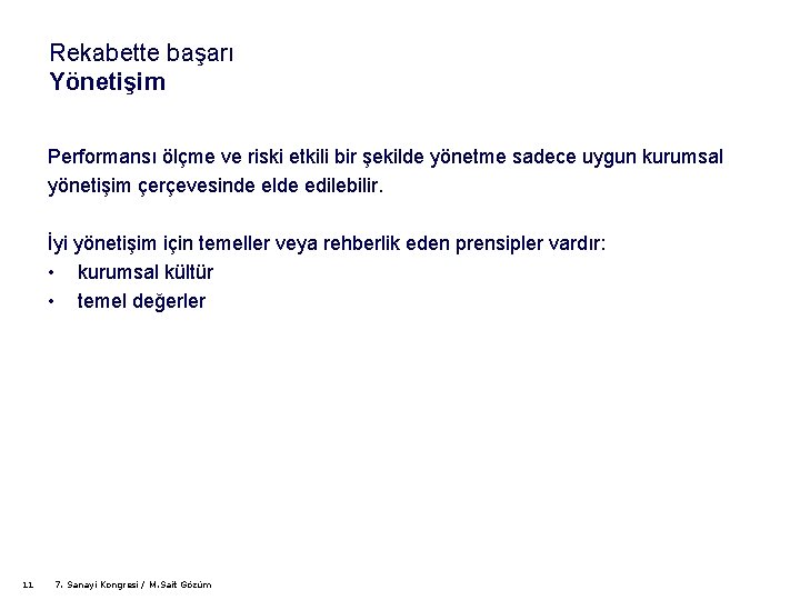 Rekabette başarı Yönetişim Performansı ölçme ve riski etkili bir şekilde yönetme sadece uygun kurumsal