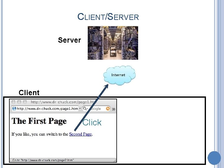 CLIENT/SERVER Server Client Click 