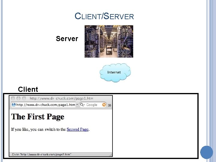 CLIENT/SERVER Server Client 