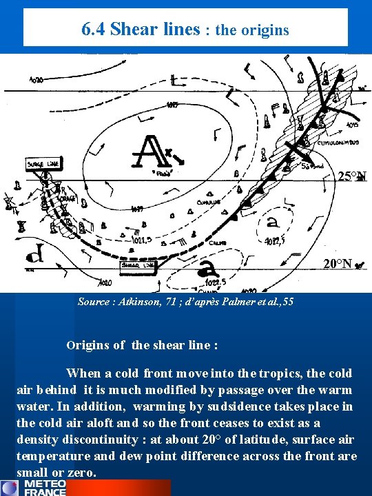 6. 4 Shear lines : the origins 25°N 20°N Source : Atkinson, 71 ;