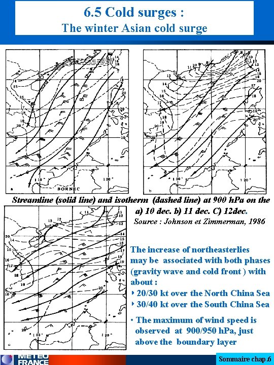 6. 5 Cold surges : The winter Asian cold surge Streamline (solid line) and