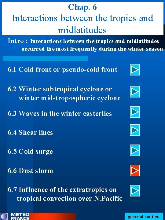 Chap. 6 Interactions between the tropics and midlatitudes Intro : Interactions between the tropics