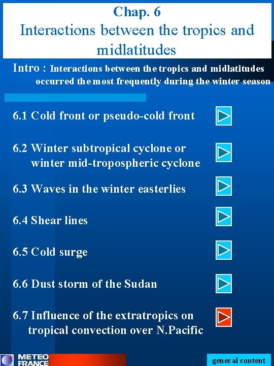 Chap. 6 Interactions between the tropics and midlatitudes Intro : Interactions between the tropics