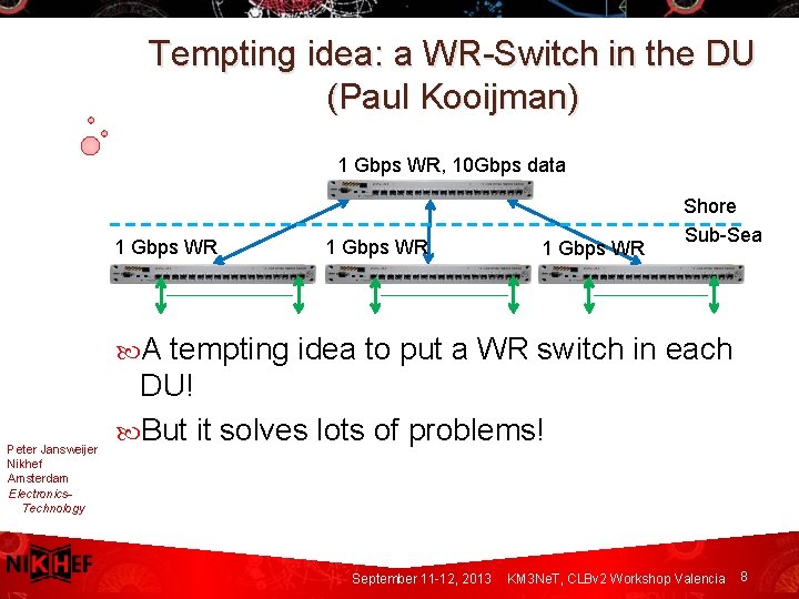 Tempting idea: a WR-Switch in the DU (Paul Kooijman) 1 Gbps WR, 10 Gbps