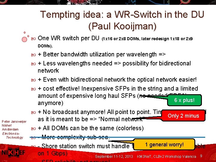 Tempting idea: a WR-Switch in the DU (Paul Kooijman) + Better bandwidth utilization per