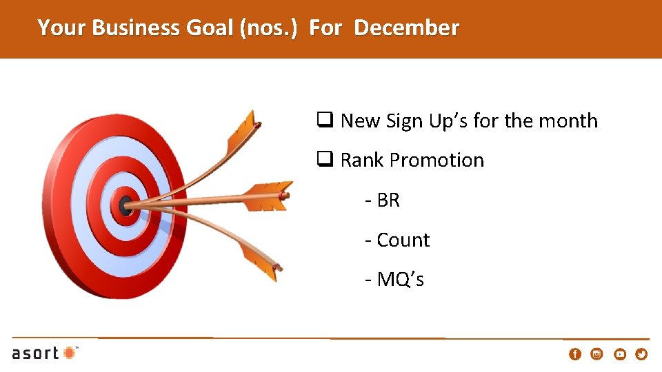 Your Business Goal (nos. ) For December q New Sign Up’s for the month