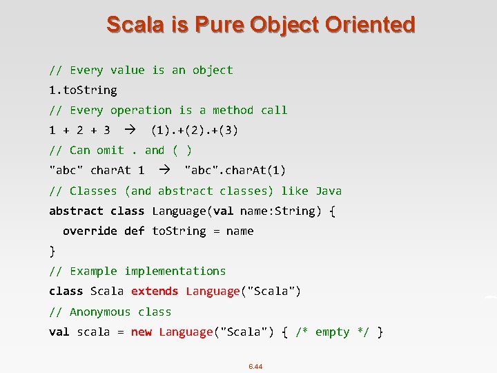Scala is Pure Object Oriented // Every value is an object 1. to. String