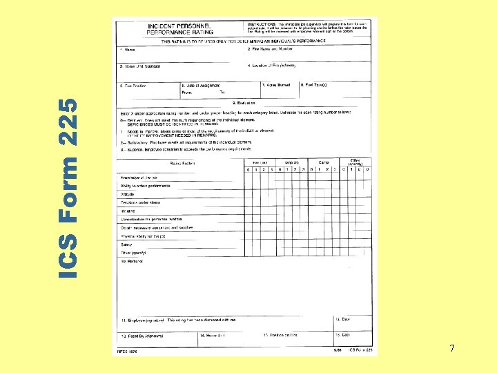 7 ICS Form 225 