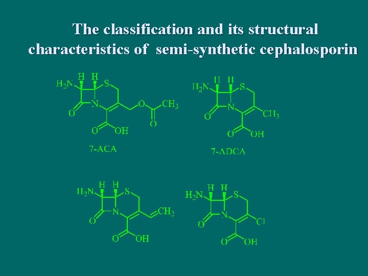 The classification and its structural characteristics of semi-synthetic cephalosporin 