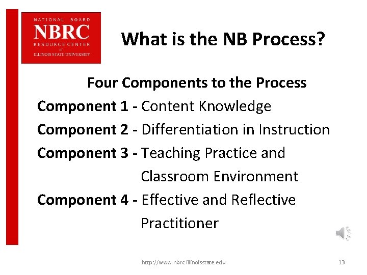 What is the NB Process? Four Components to the Process Component 1 - Content