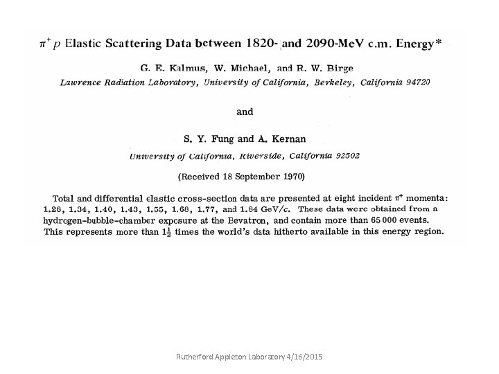 Rutherford Appleton Laboratory 4/16/2015 