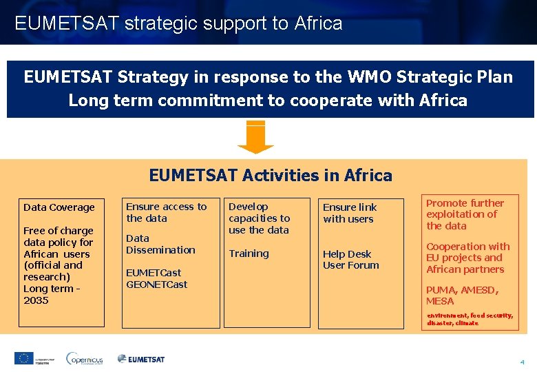 EUMETSAT strategic support to Africa EUMETSAT Strategy in response to the WMO Strategic Plan