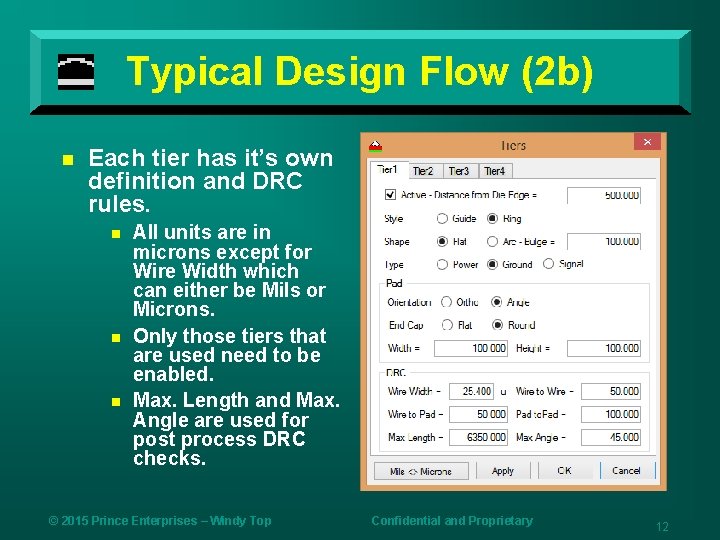 Typical Design Flow (2 b) n Each tier has it’s own definition and DRC