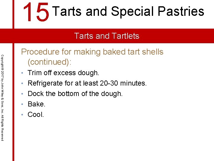 15 Tarts and Special Pastries Tarts and Tartlets Copyright © 2017 by John Wiley