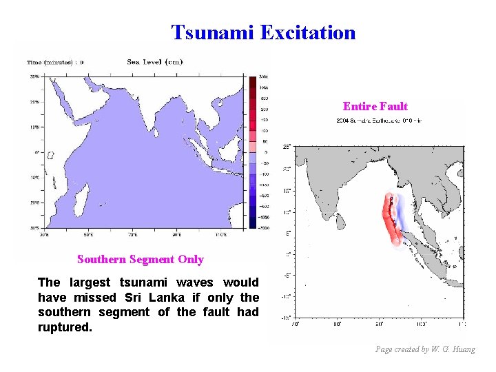 Tsunami Excitation Entire Fault Southern Segment Only The largest tsunami waves would have missed