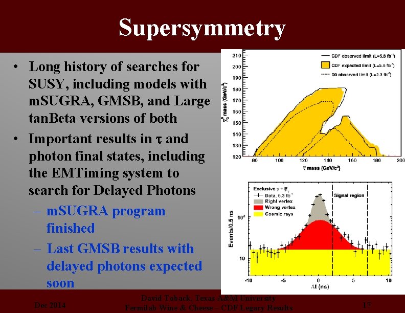 Supersymmetry • Long history of searches for SUSY, including models with m. SUGRA, GMSB,