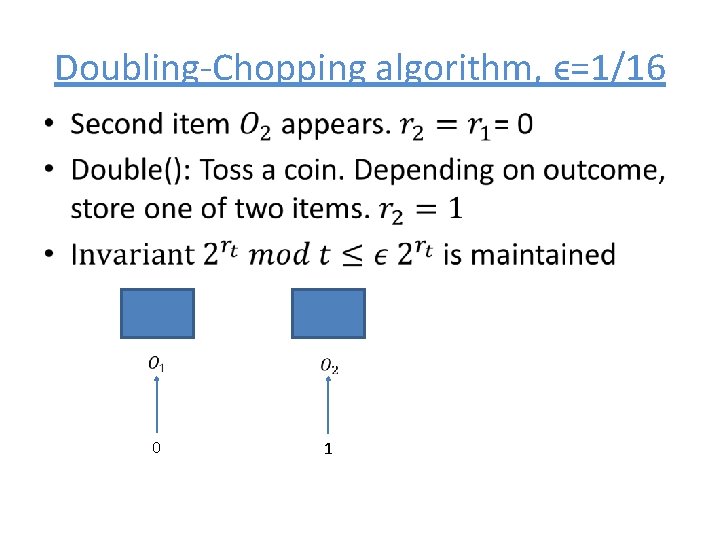 Doubling-Chopping algorithm, ϵ=1/16 • 0 1 