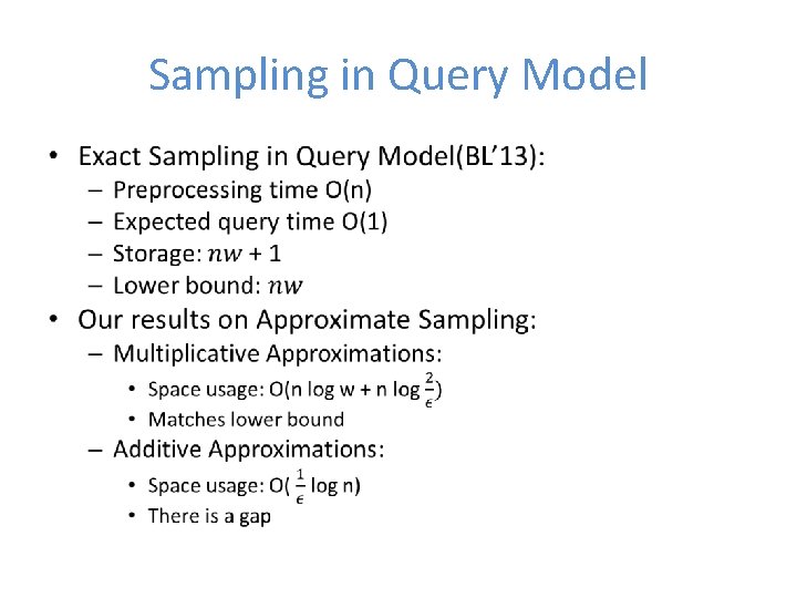 Sampling in Query Model • 