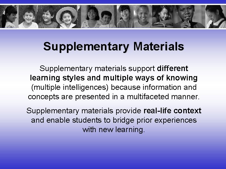 Supplementary Materials Supplementary materials support different learning styles and multiple ways of knowing (multiple