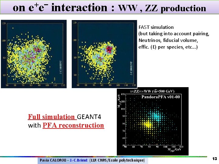 on e+e‒ interaction : WW , ZZ production FAST simulation (but taking into account on e+e‒ interaction : WW , ZZ production FAST simulation (but taking into account