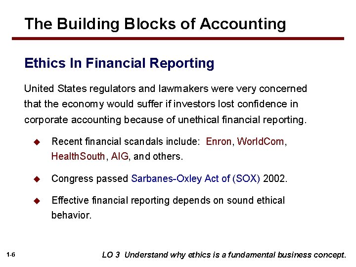 The Building Blocks of Accounting Ethics In Financial Reporting United States regulators and lawmakers