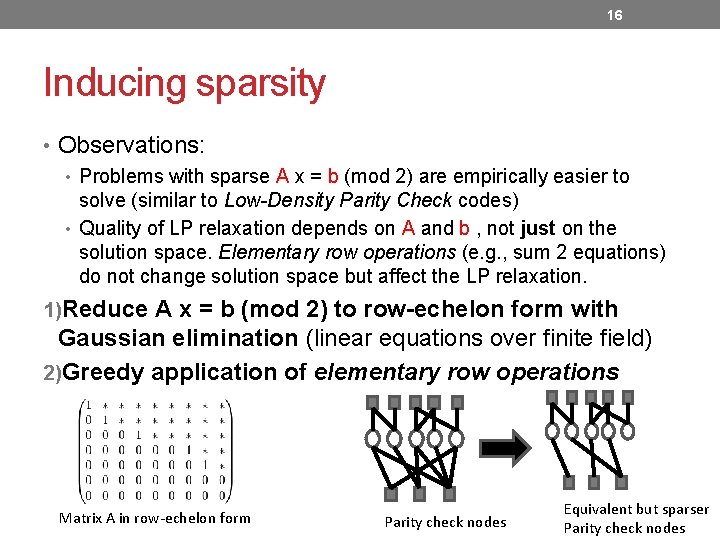 16 Inducing sparsity • Observations: • Problems with sparse A x = b (mod 16 Inducing sparsity • Observations: • Problems with sparse A x = b (mod