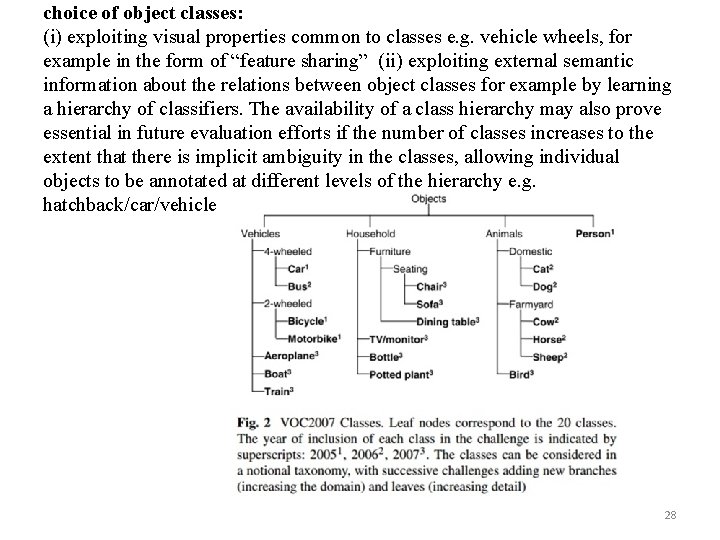 choice of object classes: (i) exploiting visual properties common to classes e. g. vehicle