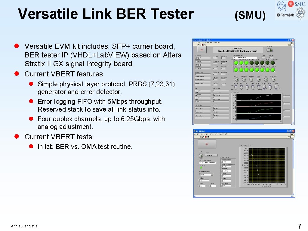 Versatile Link BER Tester ● ● Versatile EVM kit includes: SFP+ carrier board, BER