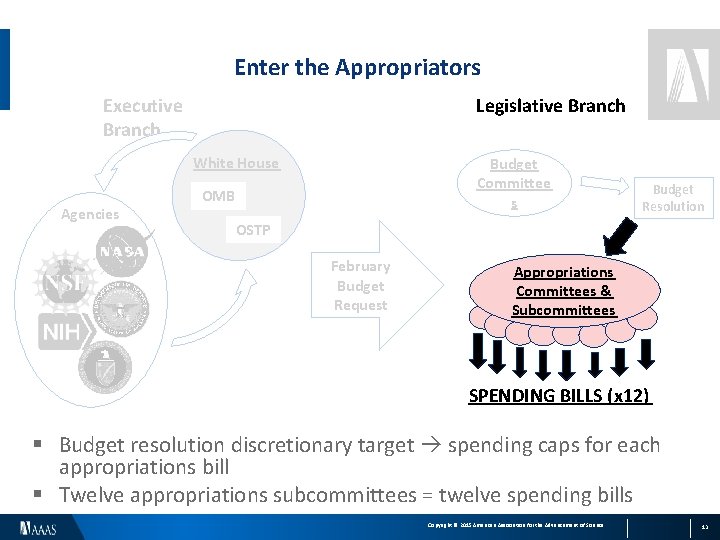 Enter the Appropriators Executive Branch Legislative Branch White House Agencies Budget Committee s OMB