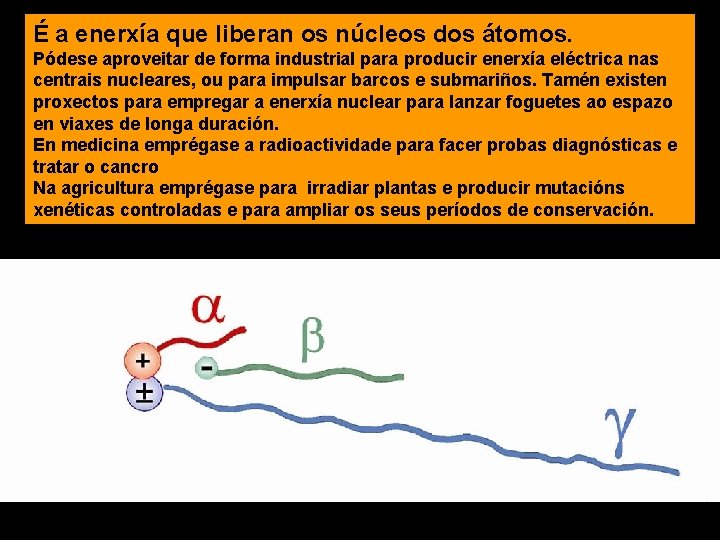 É a enerxía que liberan os núcleos dos átomos. Pódese aproveitar de forma industrial