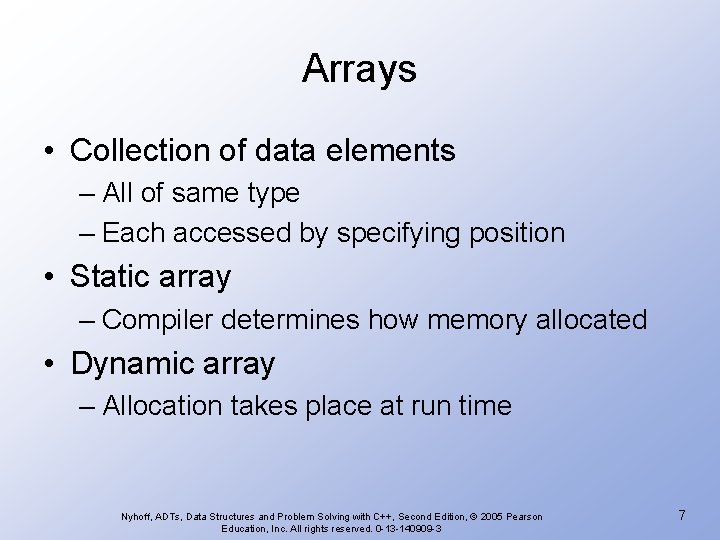 Arrays • Collection of data elements – All of same type – Each accessed Arrays • Collection of data elements – All of same type – Each accessed