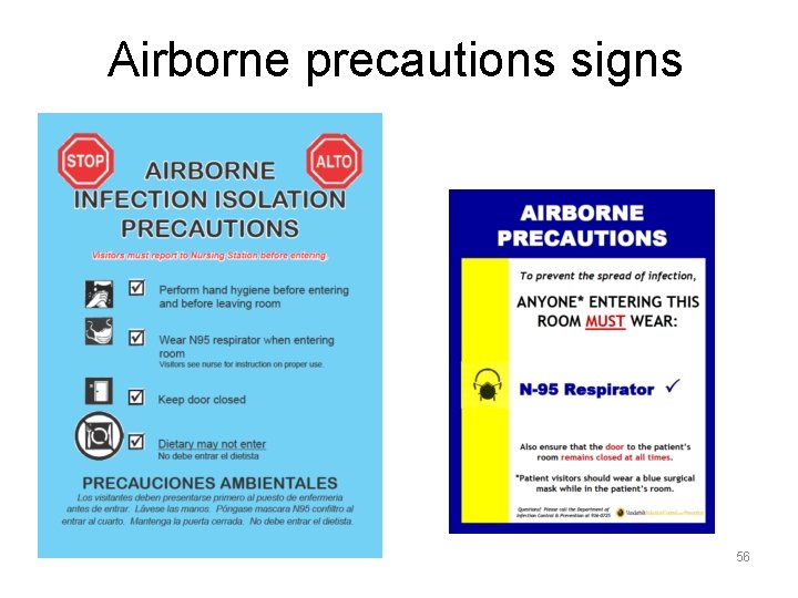 Airborne precautions signs 56 