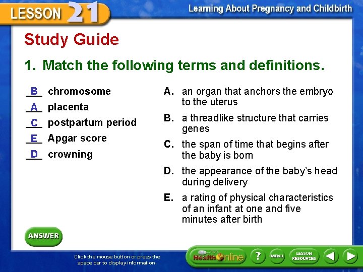 Study Guide 1. Match the following terms and definitions. ___ B chromosome ___ A