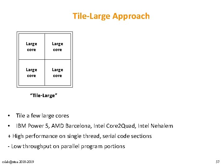 Tile-Large Approach Large core “Tile-Large” • Tile a few large cores • IBM Power