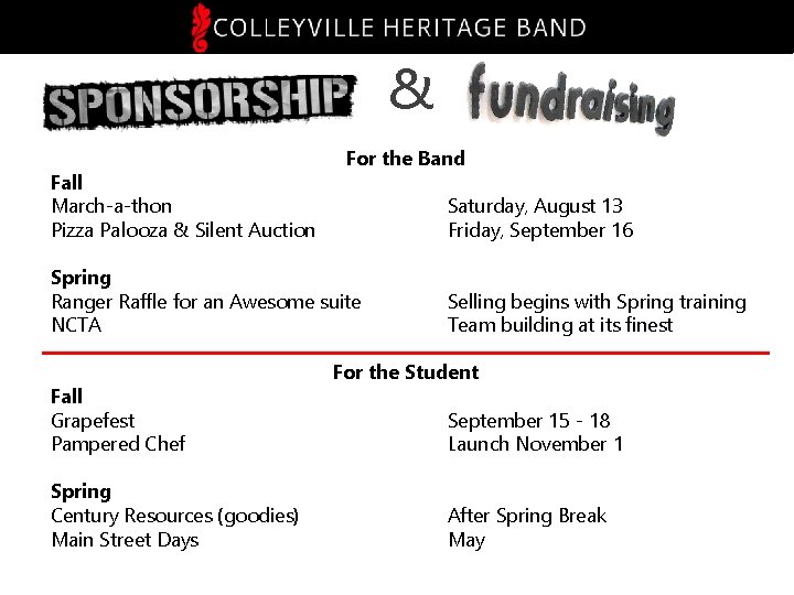 & Fall March-a-thon Pizza Palooza & Silent Auction For the Band Saturday, August 13