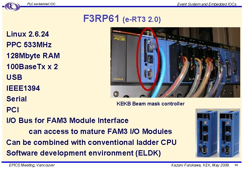 Event System and Embedded IOCs PLC embedded IOC F 3 RP 61 (e-RT 3