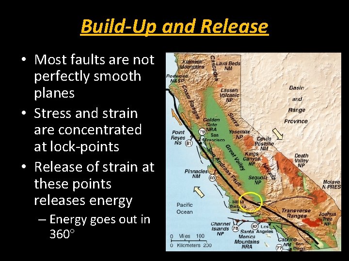 Build-Up and Release • Most faults are not perfectly smooth planes • Stress and