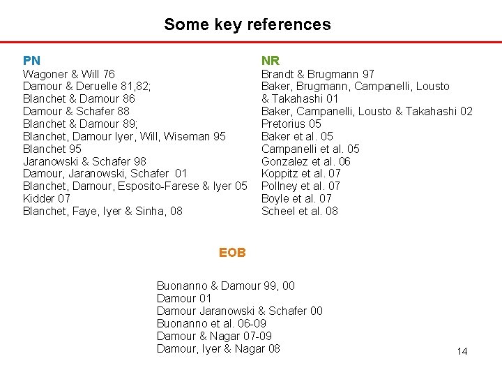 Some key references PN NR Wagoner & Will 76 Damour & Deruelle 81, 82;