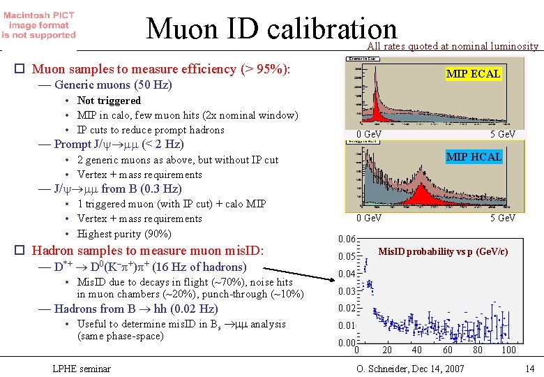 Muon ID calibration All rates quoted at nominal luminosity o Muon samples to measure