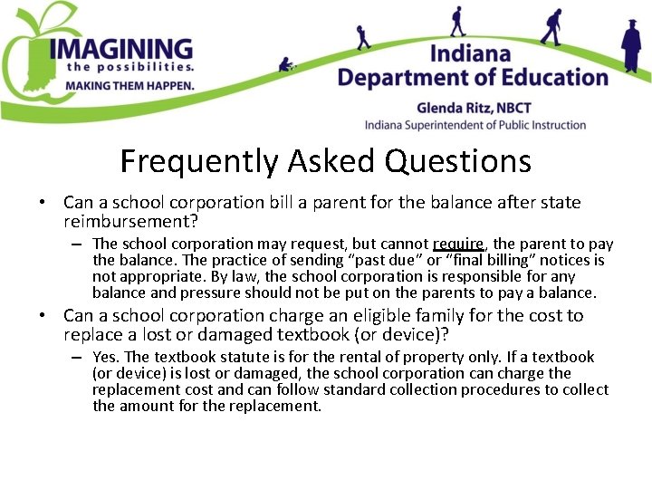 Frequently Asked Questions • Can a school corporation bill a parent for the balance