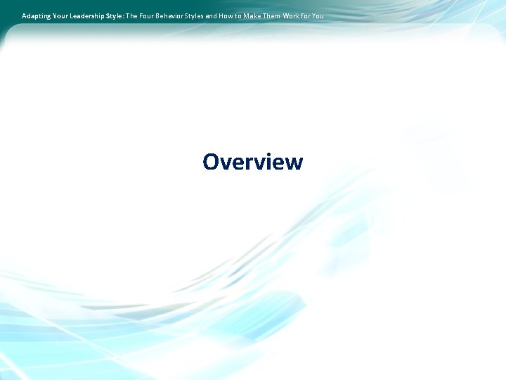 Adapting Your Leadership Style: The Four Behavior Styles and How to Make Them Work